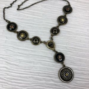Vintage NRT/Avon Bronze Lariat Necklace Gemstones